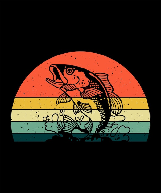 Vector diseño de camisetas de pesca diseño de camisetas vintage