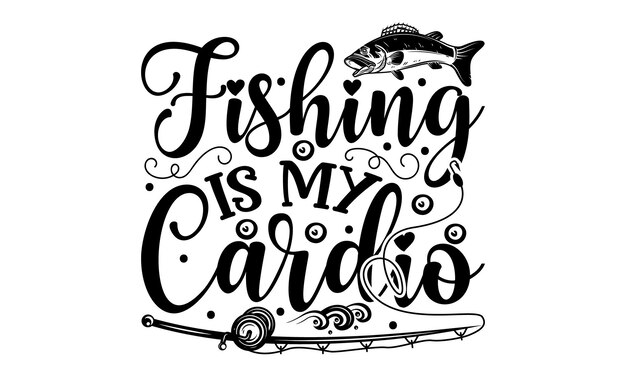 Vector diseño de camisetas de pesca frase de letras dibujadas a mano diseño de caligrafía svg