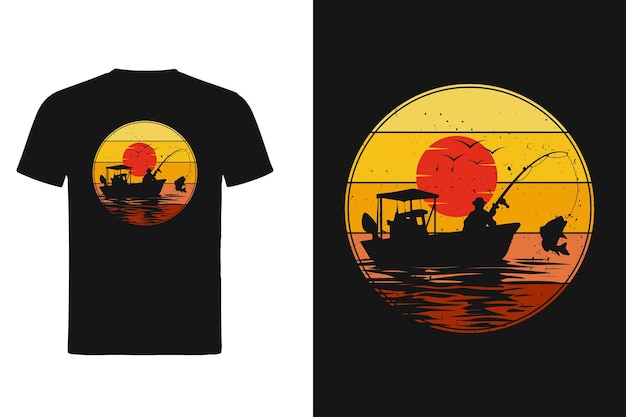 Vector diseño de camisetas de pesca personalizadas de época