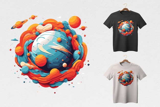 Vector diseño de camisetas de planetas