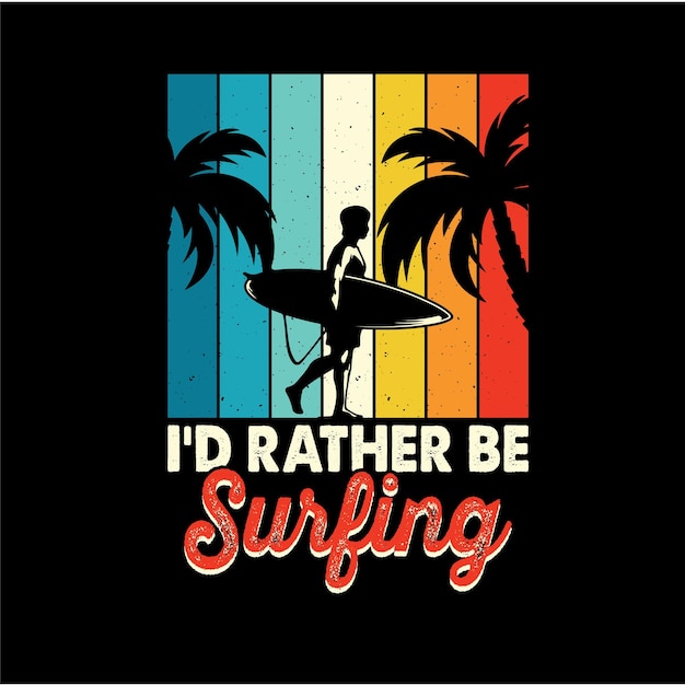 Diseño de camisetas de playa de surf de verano de tipografía retro