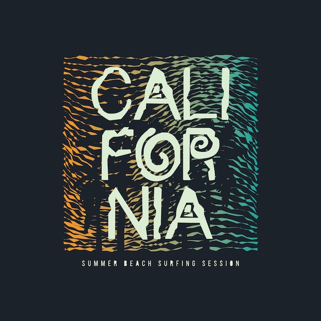 Diseño de camisetas y prendas de vestir gráficas de playa de California