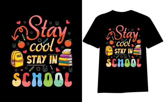 Diseño de camisetas de regreso a la escuela para niños primer día en la escuela cien días de escuela