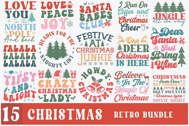 Diseño de camisetas retro de Navidad