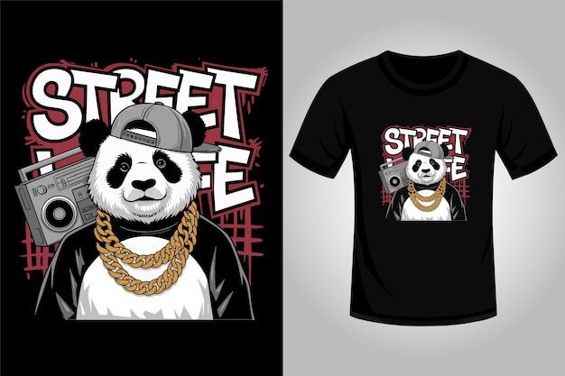 Diseño de camisetas de ropa de calle panda
