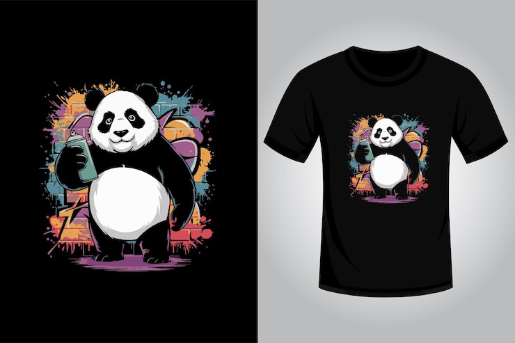 Vector diseño de camisetas de ropa de calle panda