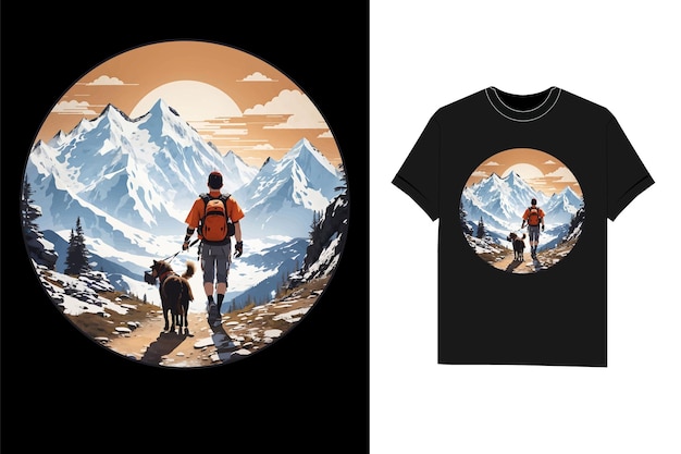 Vector diseño de camisetas de senderismo y acampada de estilo vintage con vector de montaña y diseño de camiseta de colina