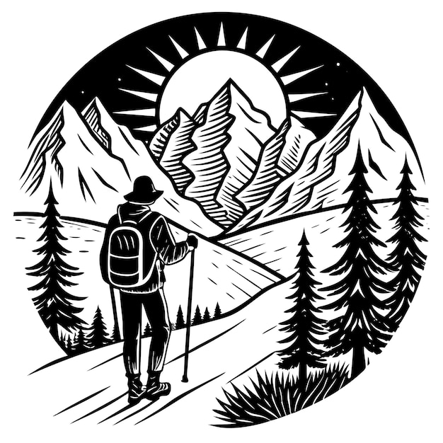Diseño de camisetas de senderismo al aire libre Arte e ilustración
