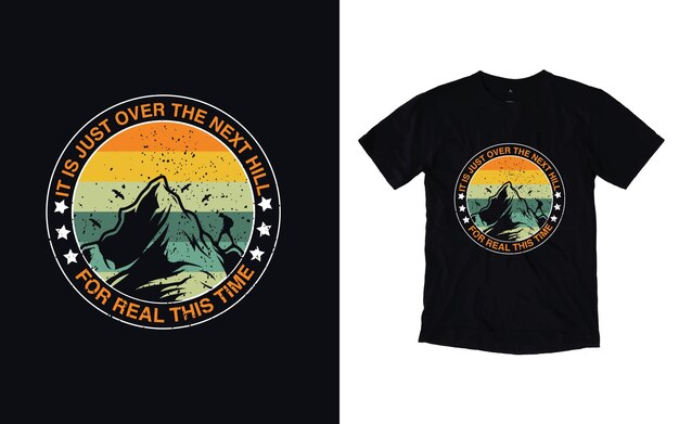 Diseño de camisetas de senderismo Camisetas de aventura de letras de montaña vintage tipografía de excursionista de elemento de vector gráfico