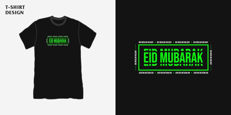 diseño de camisetas de streetwear con escritura de eid mubarak en un estilo de diseño simple y moderno