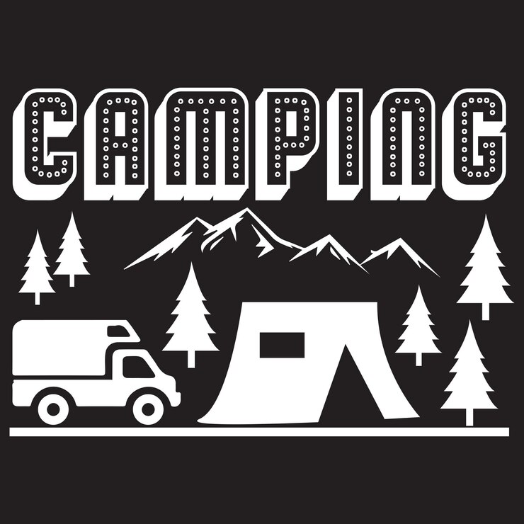 Diseño de camisetas de tipografía para acampar