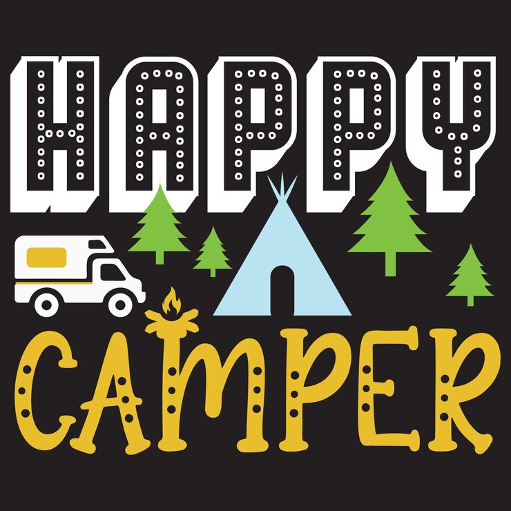 Diseño de camisetas de tipografía para acampar