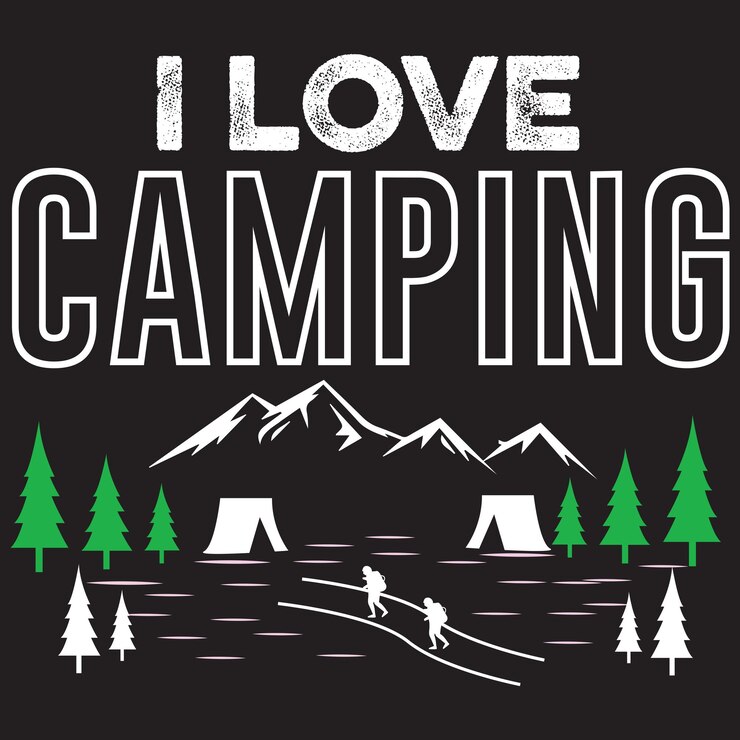Diseño de camisetas de tipografía para acampar