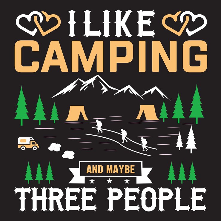 Diseño de camisetas de tipografía para acampar