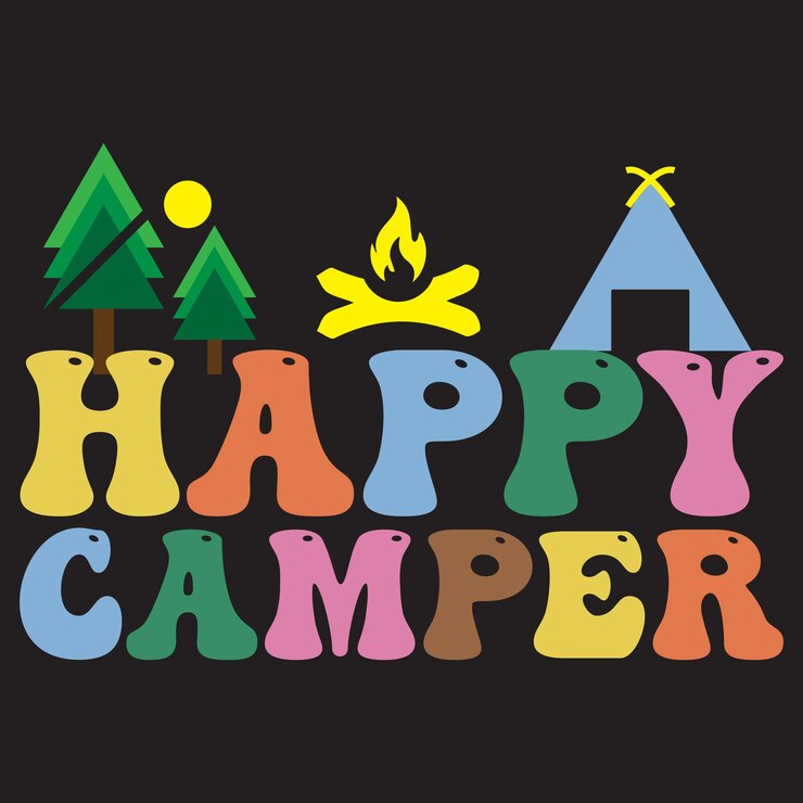 Diseño de camisetas de tipografía para acampar