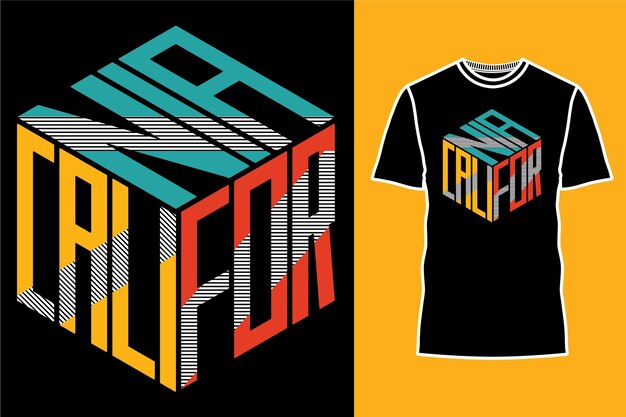 Diseño de camisetas de tipografía de California en forma de polígono.
