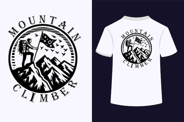 Vector diseño de camisetas de tipografía de escalador de montaña