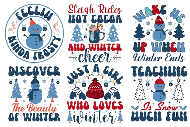 Diseño de camisetas para la tipografía de invierno