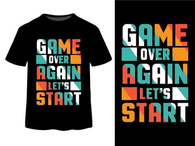 Diseño de camisetas de tipografía o letras y citas de juegos de vector libre