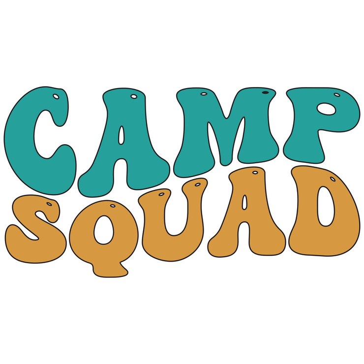 Diseño de camisetas de tipografía ondulada para acampar