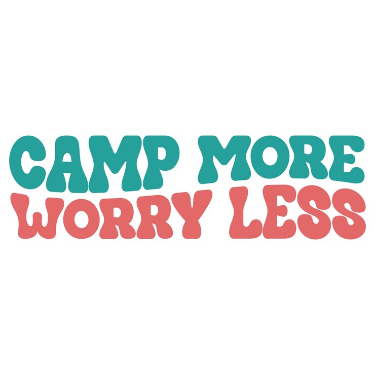 Diseño de camisetas de tipografía ondulada para acampar