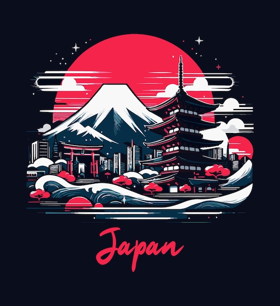 Vector diseño de camisetas de tipografía popular de estilo japonés