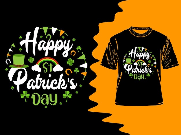 Diseño de camisetas tipográficas del día de San Patricio feliz. elementos de diseño dibujados a mano