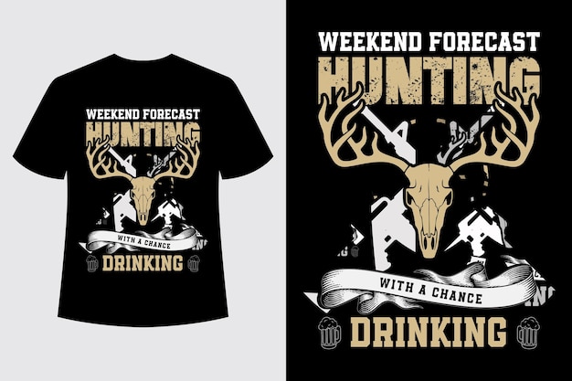 Vector diseño de camisetas vectoriales de caza para el pronóstico del fin de semana