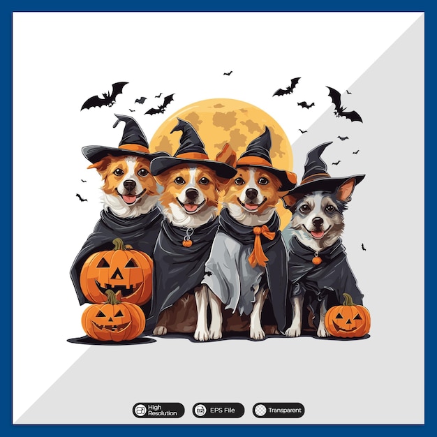 Vector diseño de camisetas vectoriales coloridas para perros de halloween
