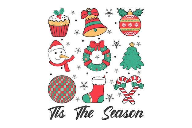 Diseño de camisetas vectoriales navideñas