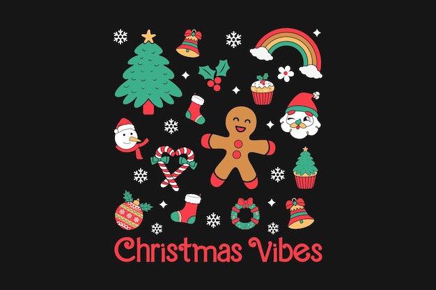 Diseño de camisetas vectoriales navideñas