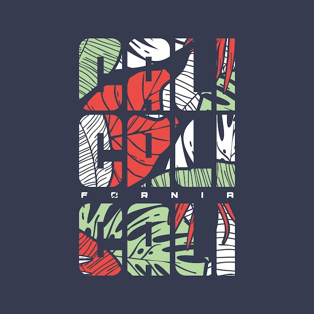 Diseño de camisetas vectoriales tropicales coloridas de california etiqueta de impresión de póster