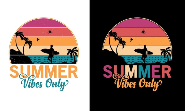 Diseño de camisetas de verano vintage y coloridas