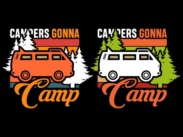 Diseño de camisetas de viaje de aventura para acampar