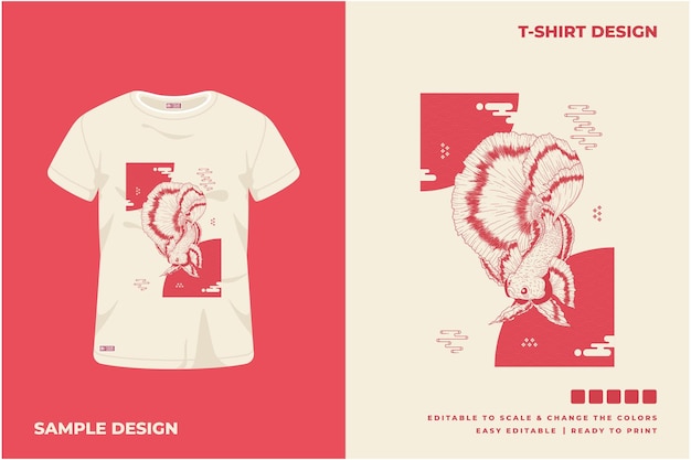 Diseño de camisetas vintage de betta fish