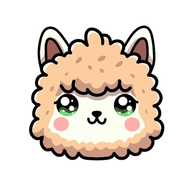 El diseño de la cara de la alpaca es una ilustración de clip art.