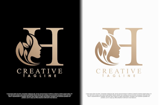 diseño de cara de belleza con la letra h diseño conceptual