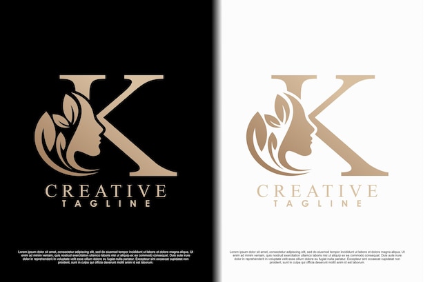 diseño de cara de belleza con la letra k diseño conceptual
