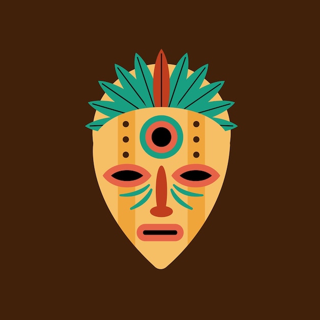 Diseño de cara marrón tradicional africana.