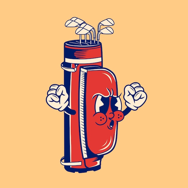 Diseño de carácter retro de la bolsa de golf