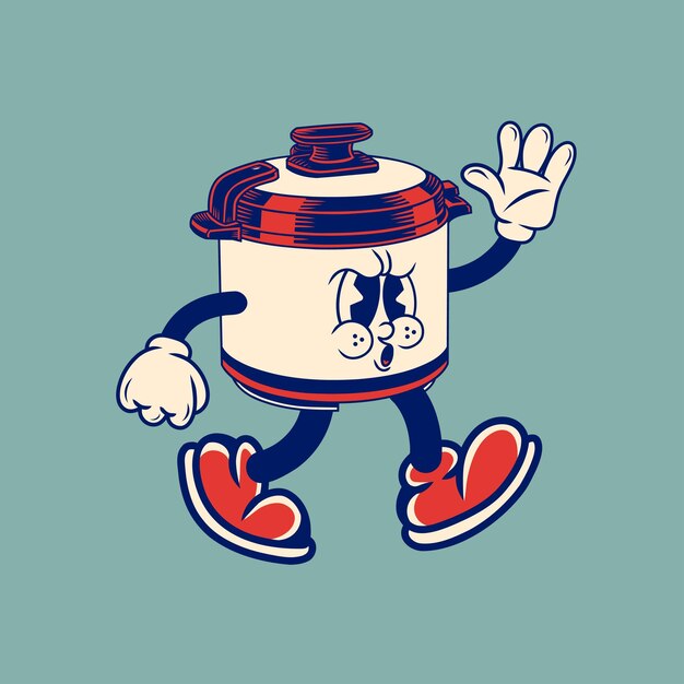 Diseño de carácter retro de la cocina de arroz