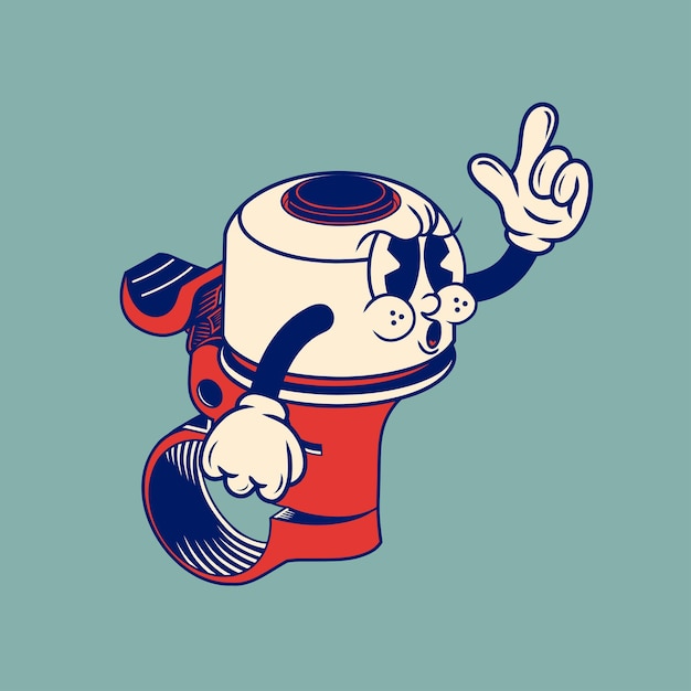 Diseño de caracteres retro de la campana de la bicicleta