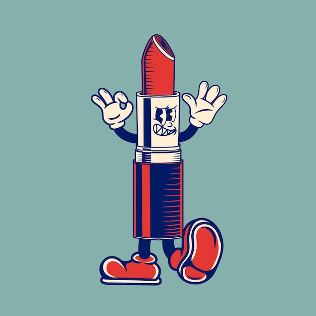 Diseño de caracteres retro de lápiz labial