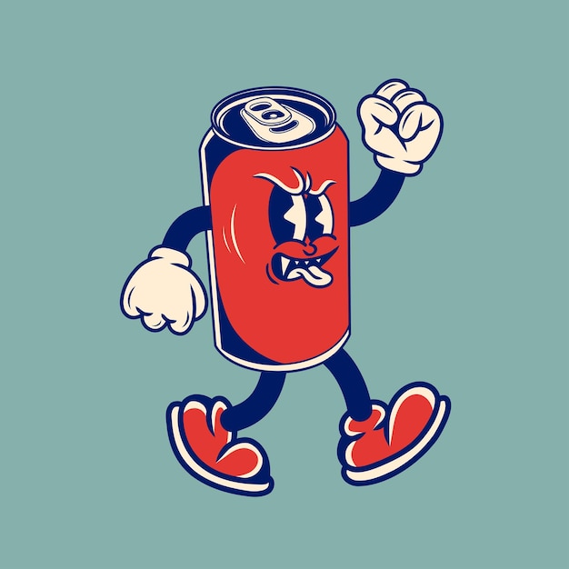 Diseño de caracteres retro de la lata de bebidas
