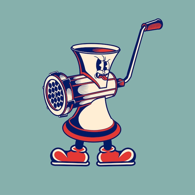 Diseño de caracteres retro del molinillo de carne