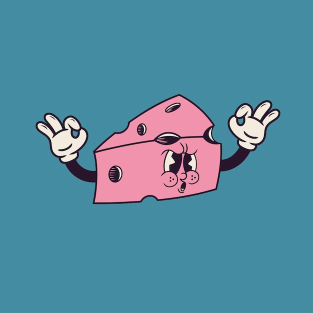 Diseño de caracteres retro de queso