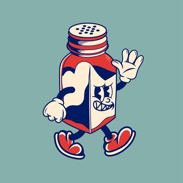 Diseño de caracteres retro de las salineras de vidrio