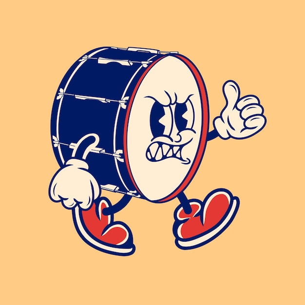Diseño de caracteres retro del tambor de la trampa