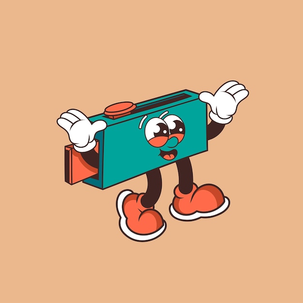 Diseño de caracteres retro de la unidad flash USB feliz