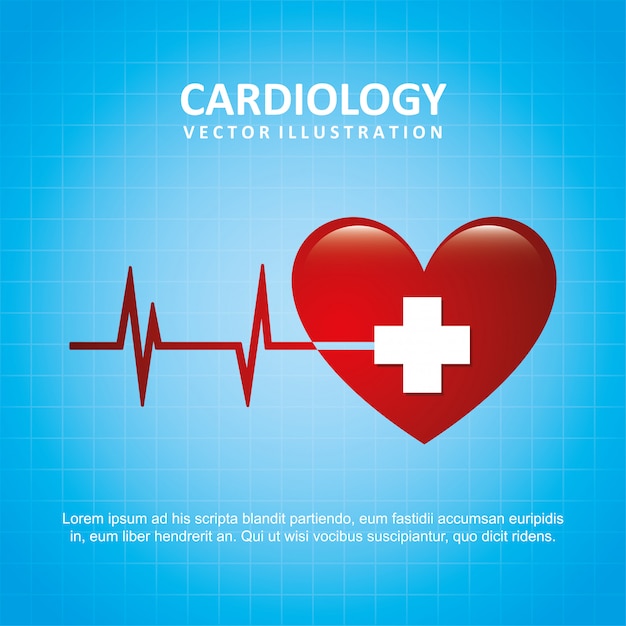 Vector diseño de cardiología sobre fondo azul ilustración vectorial